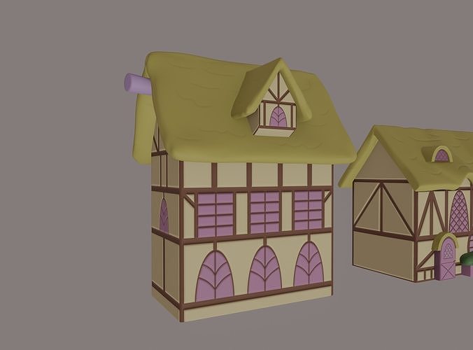 Toon Pony Houses 3D model 7