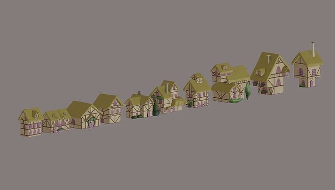 Toon Pony Houses 3D model 2