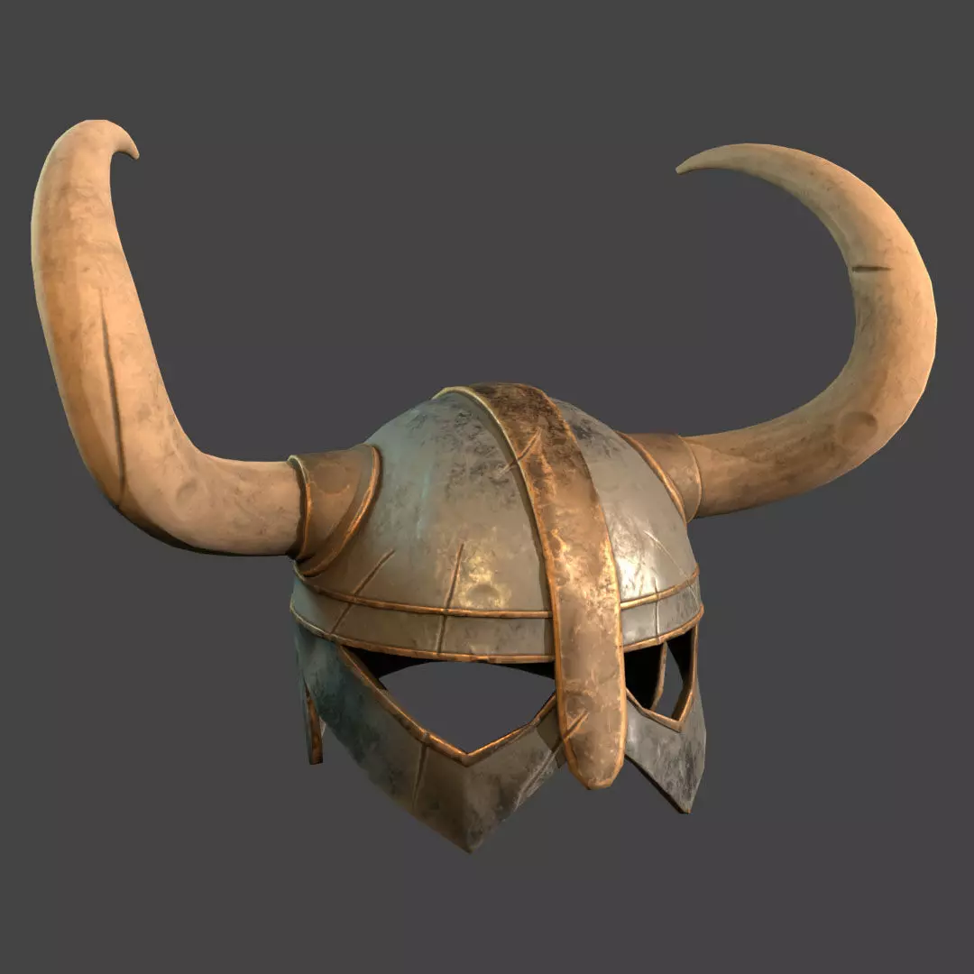 Helmet viking with horns Low-poly 3D model_0