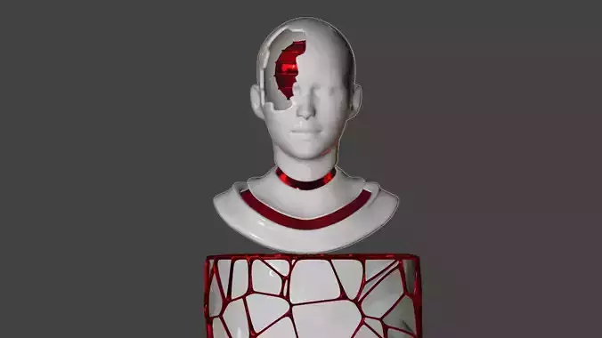 Statue scuplture with head break and body cut 3D 