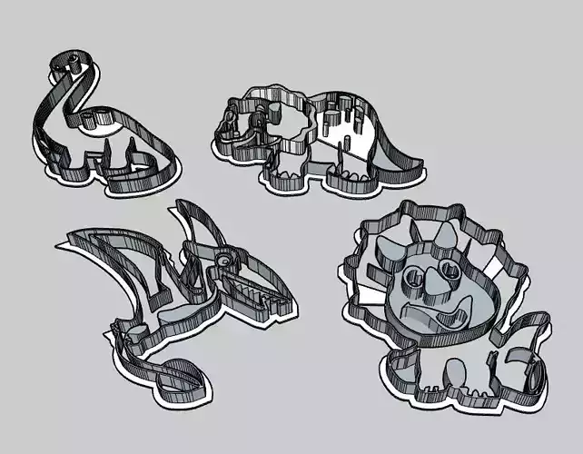  dinosaur jurasic x 4 cut cokies