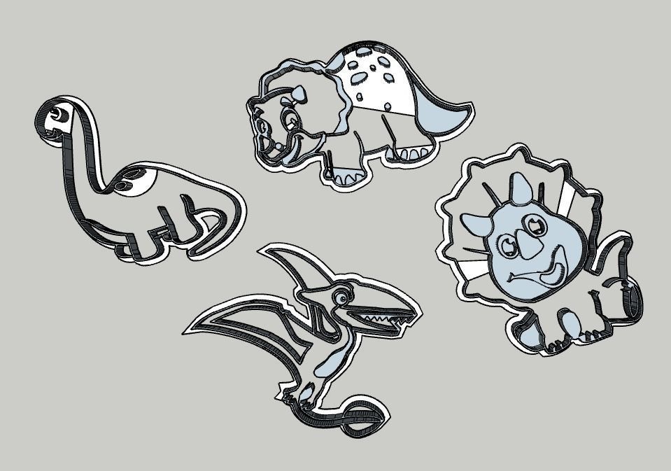  dinosaur jurasic x 4 cut cokies 3D print model_1