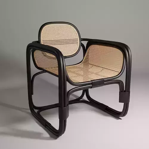 Armchair With Rattan Black Low Poly - TheMasie EMBA Low-poly 3D model