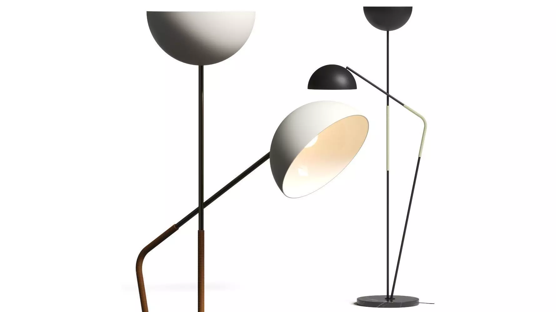 CB2 Exclusive Pavo Champagne Double Floor Lamp 3D model_0