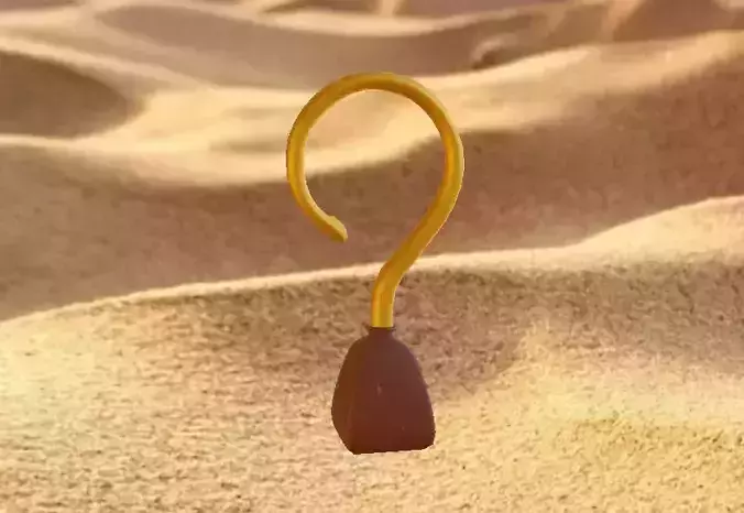 Golden Pirate Hook low-poly game ready