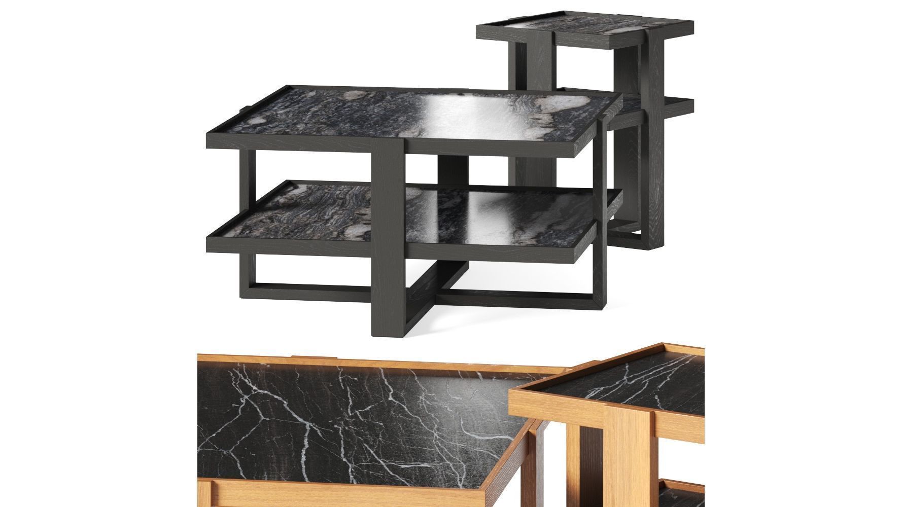 Crate and Barrel Sable Square Coffee Tables 3D model_1