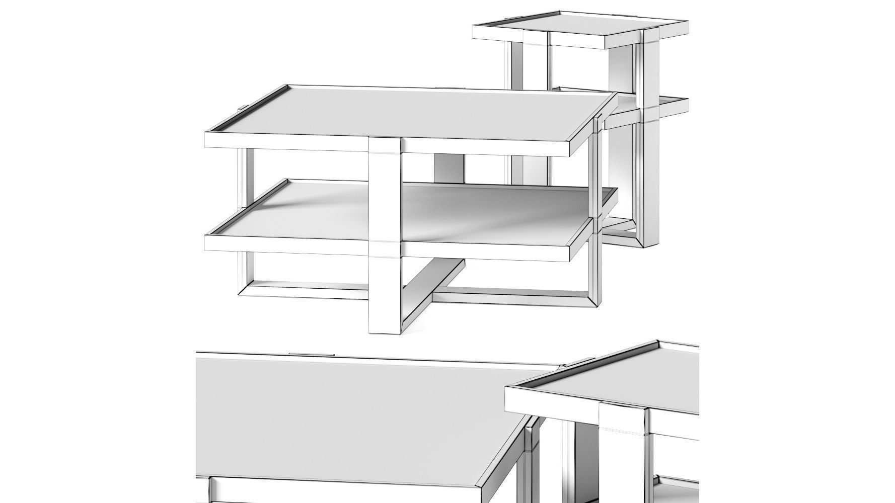 Crate and Barrel Sable Square Coffee Tables 3D model_2