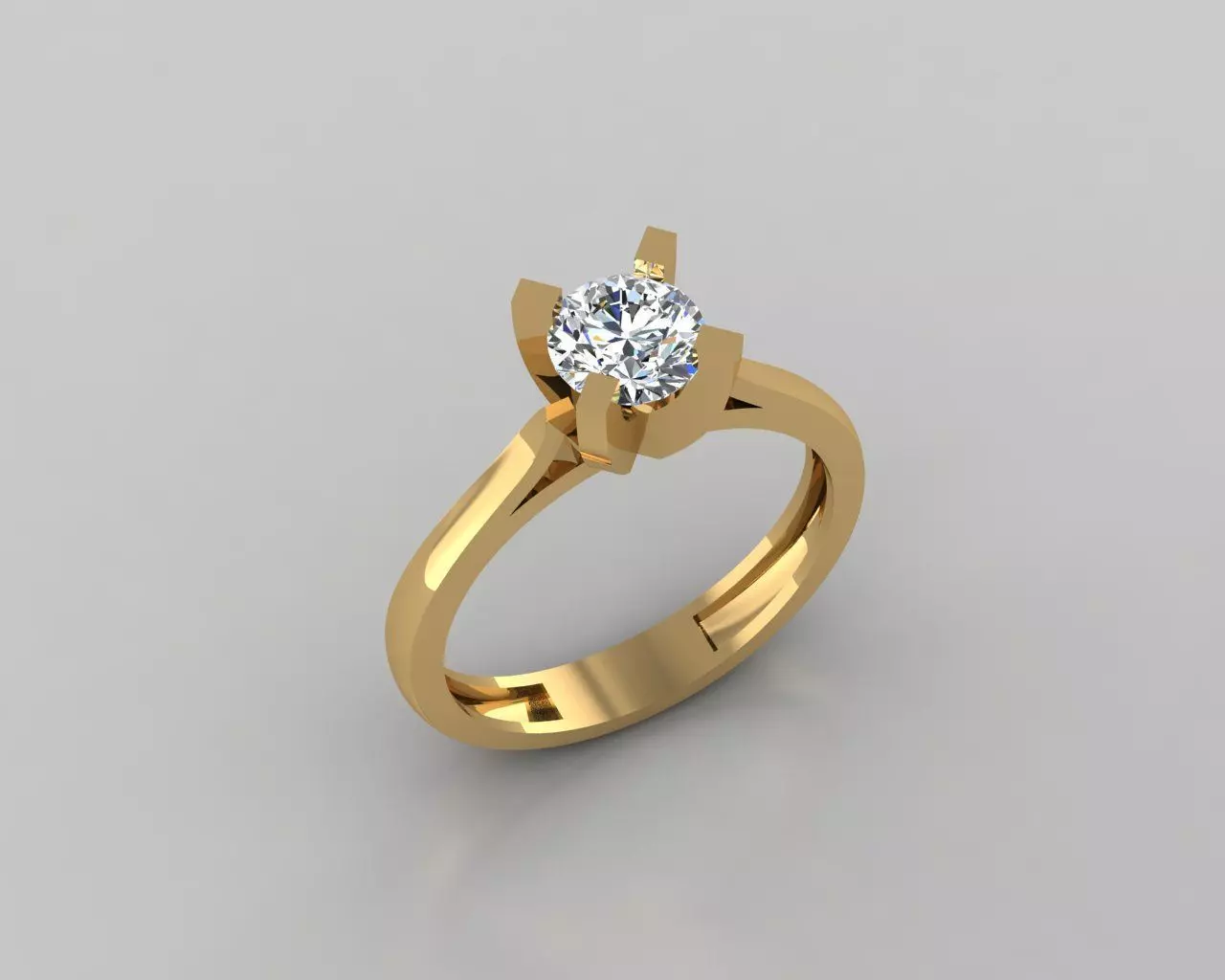 Rings 3D engagement ring gold 3D print model_0