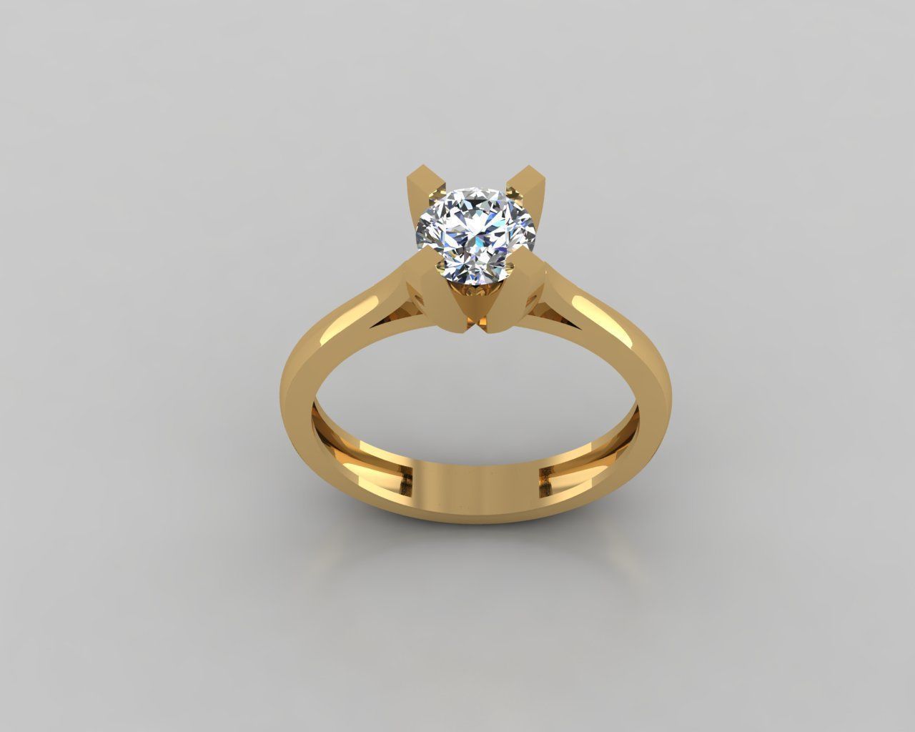 Rings 3D engagement ring gold 3D print model_2