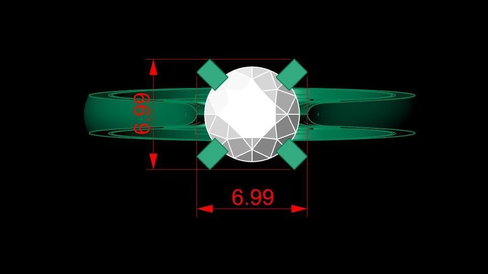 Rings 3D engagement ring gold 3D print model_4