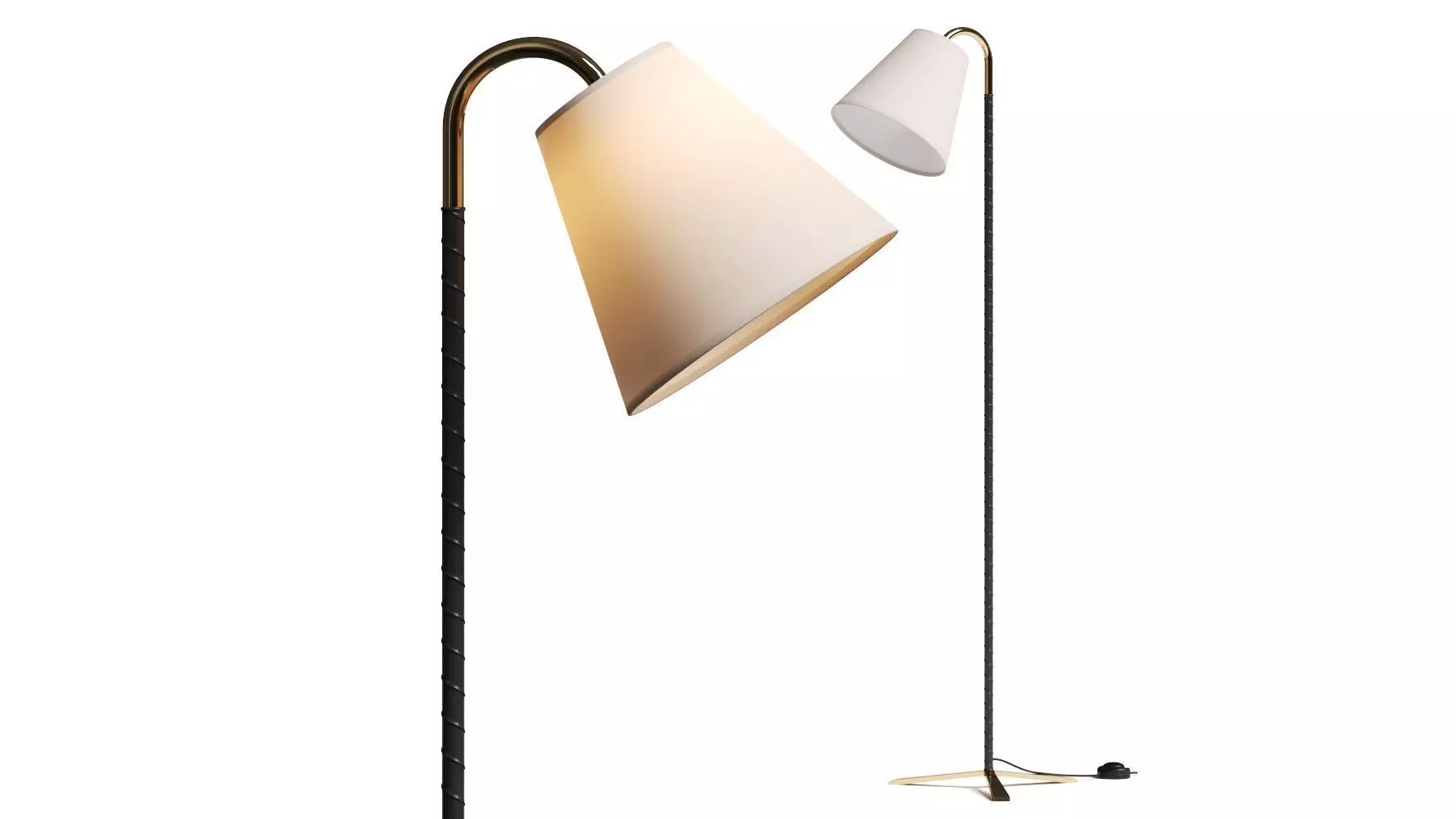 CB2 Exclusive Barnes Brass And Black Leather Floor Lamp 3D model_0