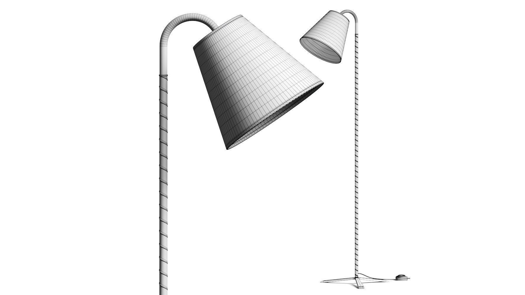 CB2 Exclusive Barnes Brass And Black Leather Floor Lamp 3D model_2