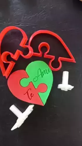 puzzle heart and love stamp