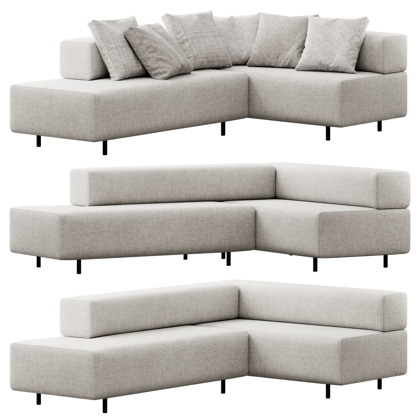 Block Party Corner Sofa by Poppin 3D model_4