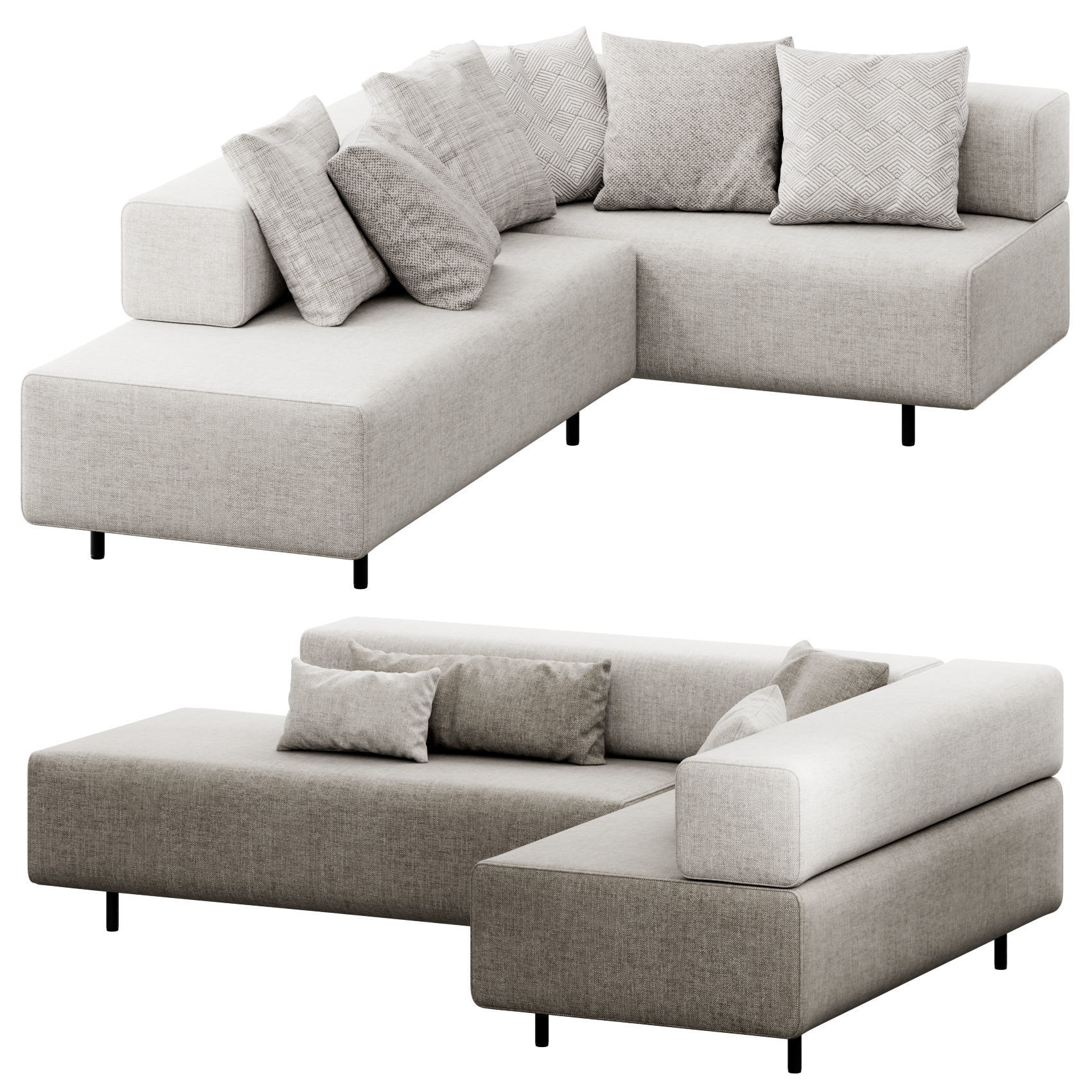 Block Party Corner Sofa by Poppin 3D model_1