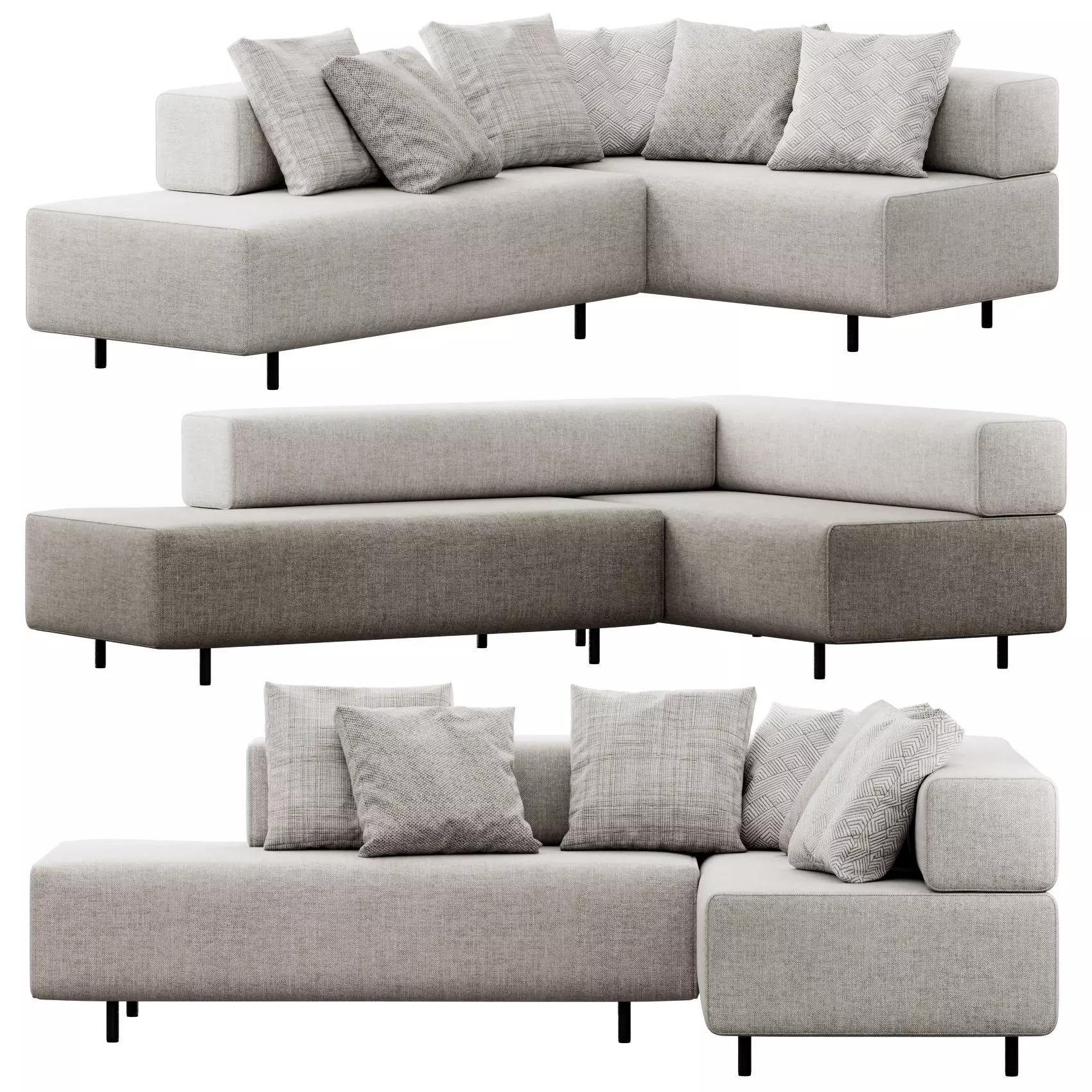 Block Party Corner Sofa by Poppin 3D model_0