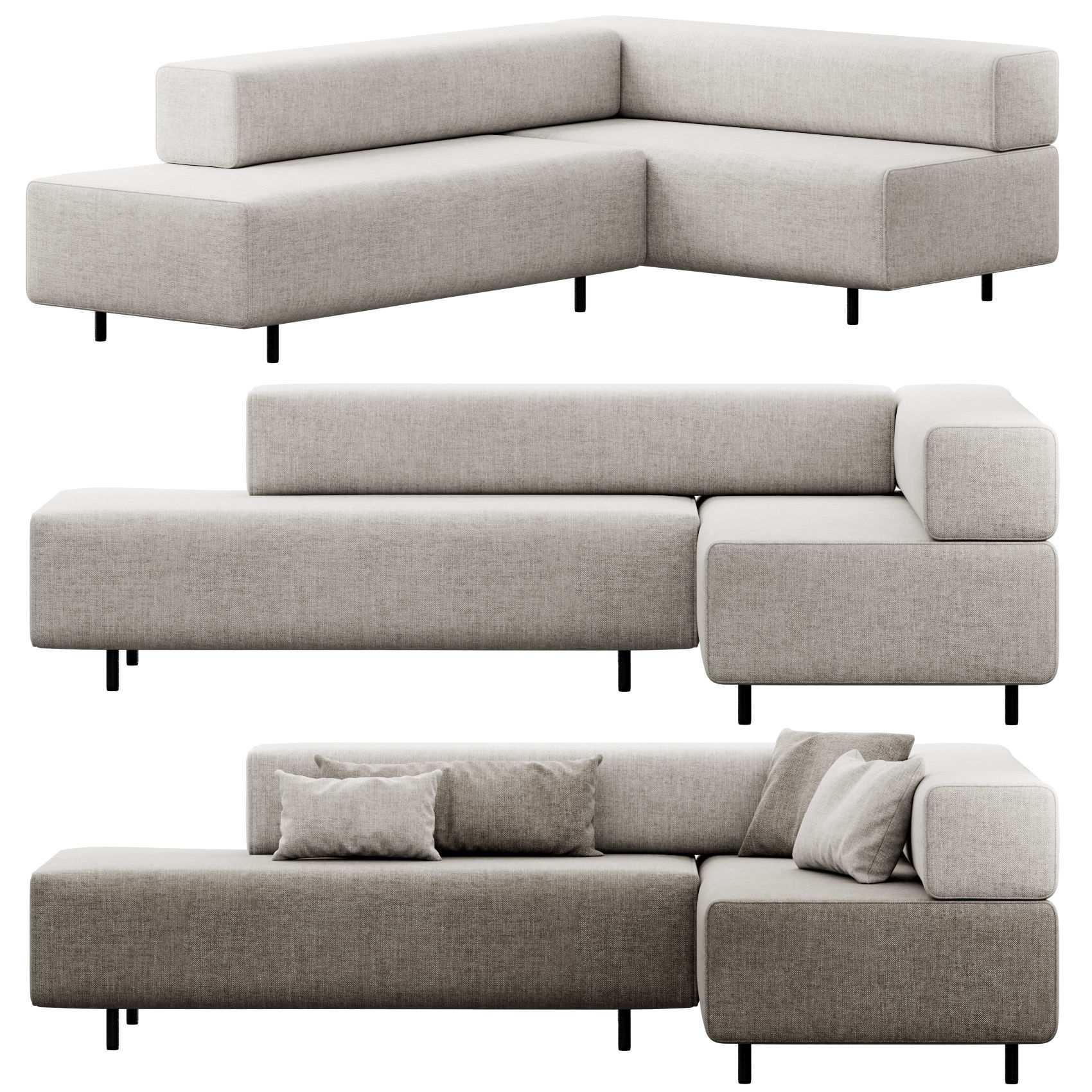 Block Party Corner Sofa by Poppin 3D model_2