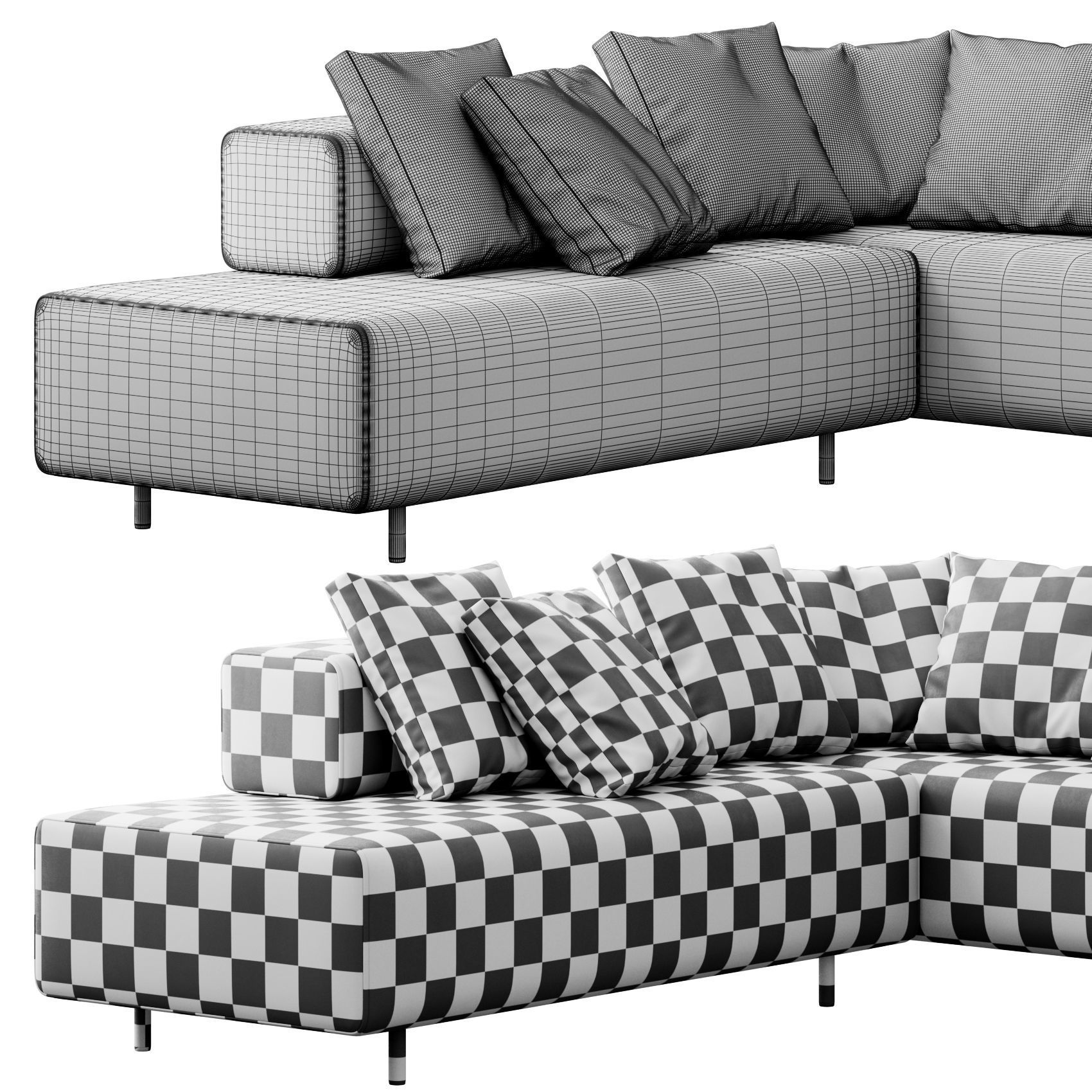 Block Party Corner Sofa by Poppin 3D model_3