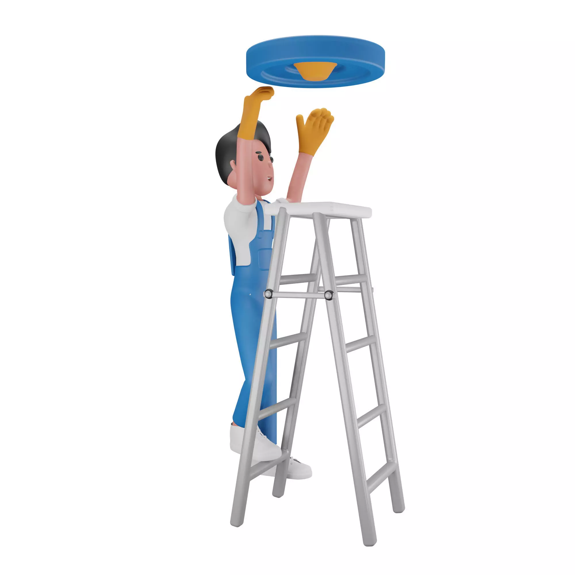 boy fixing the lamp Low-poly 3D model