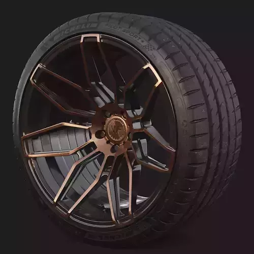 Rim WheelForce CF2-FF and Tire Michelin Pilot Sport 4 Low-poly 3D model