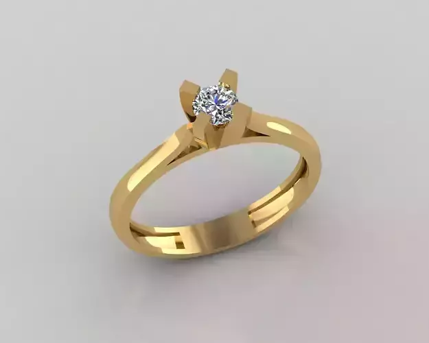 Rings 3D gold ring with diamond in center