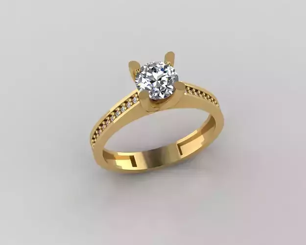 Rings 3D engagement ring gold 3D print model