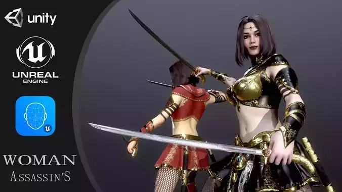 Woman AssassinS Low-poly 3D model