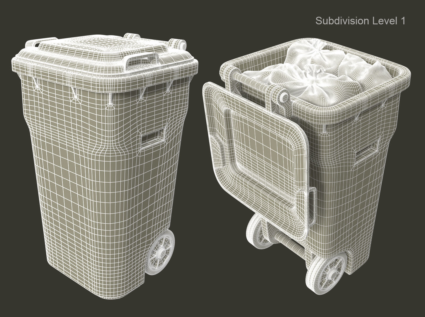 Trash can with full trash bags 3D model_10