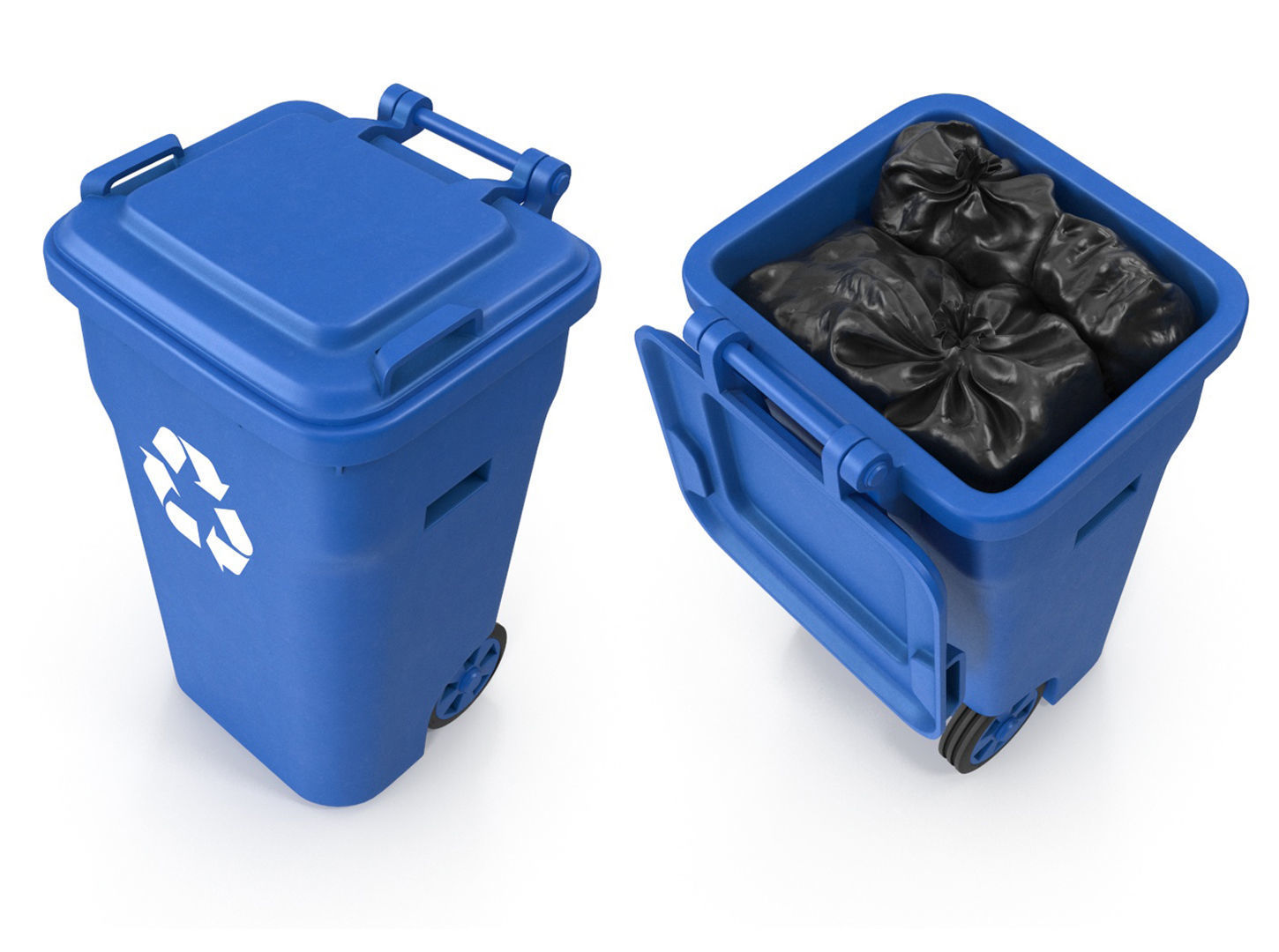 Trash can with full trash bags 3D model_2