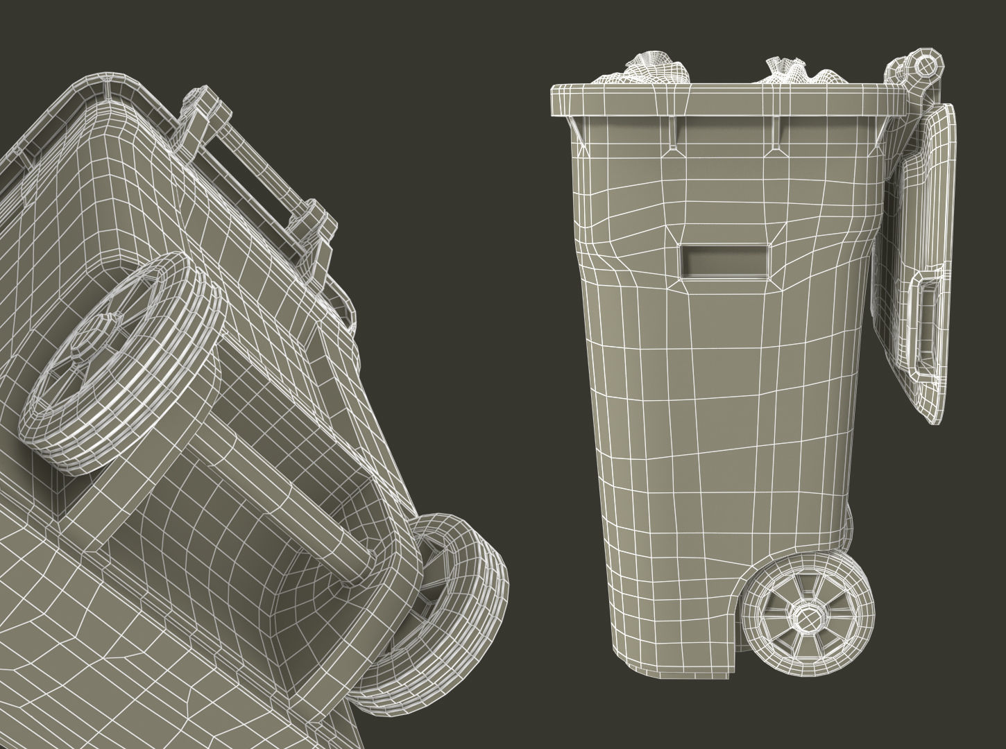 Trash can with full trash bags 3D model_12