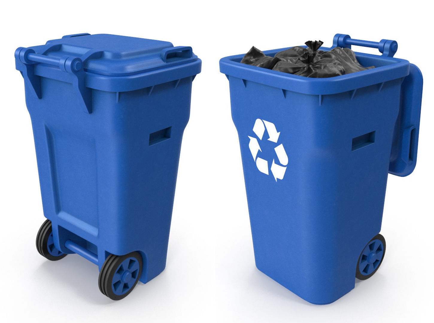 Trash can with full trash bags 3D model_1