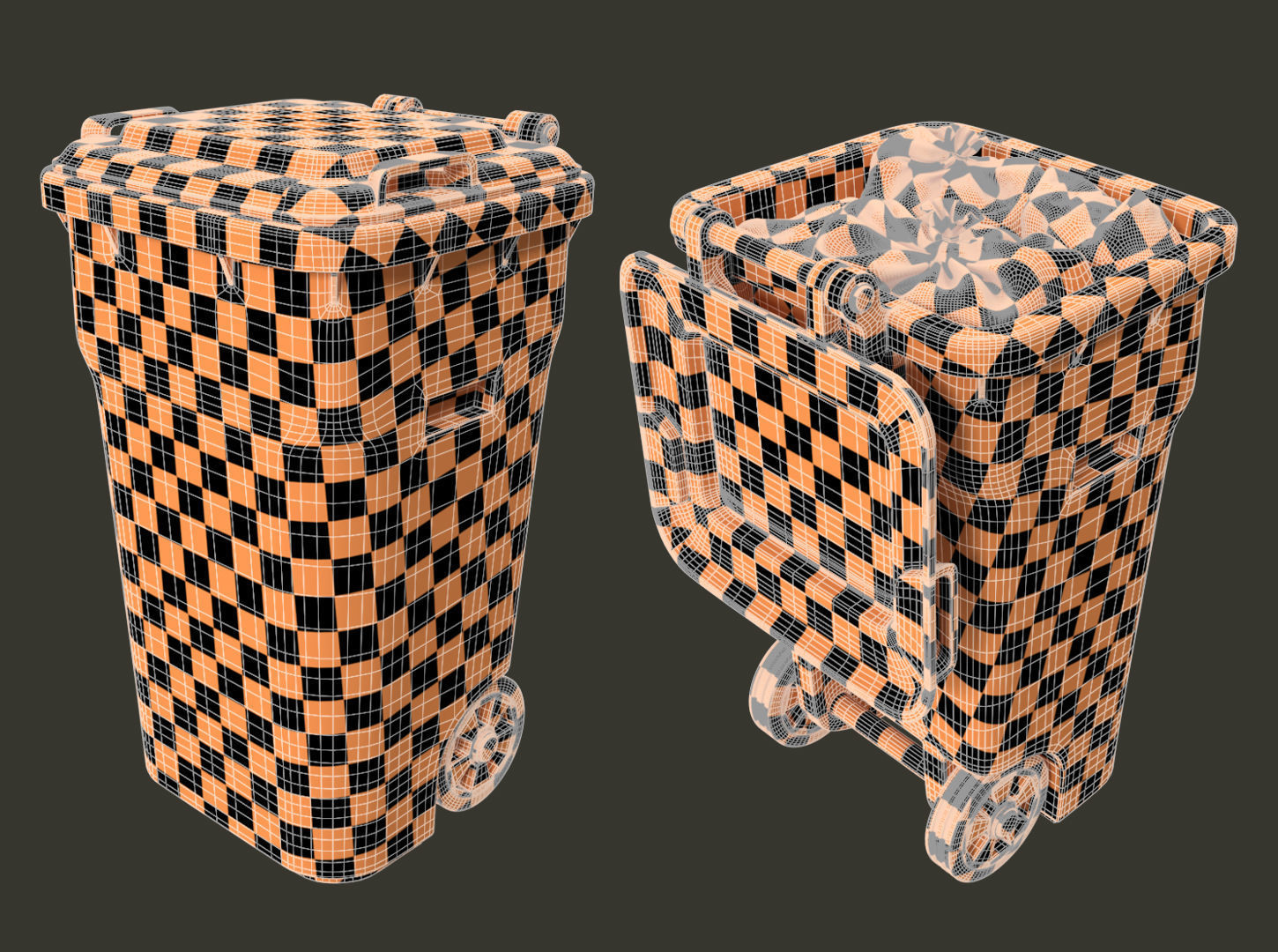 Trash can with full trash bags 3D model_5