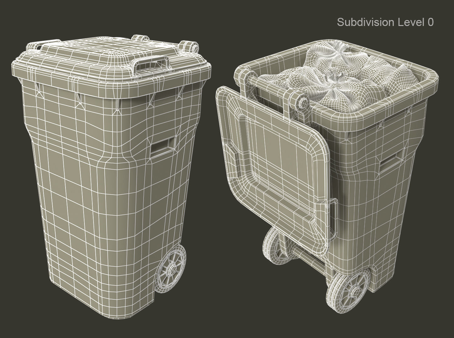 Trash can with full trash bags 3D model_9