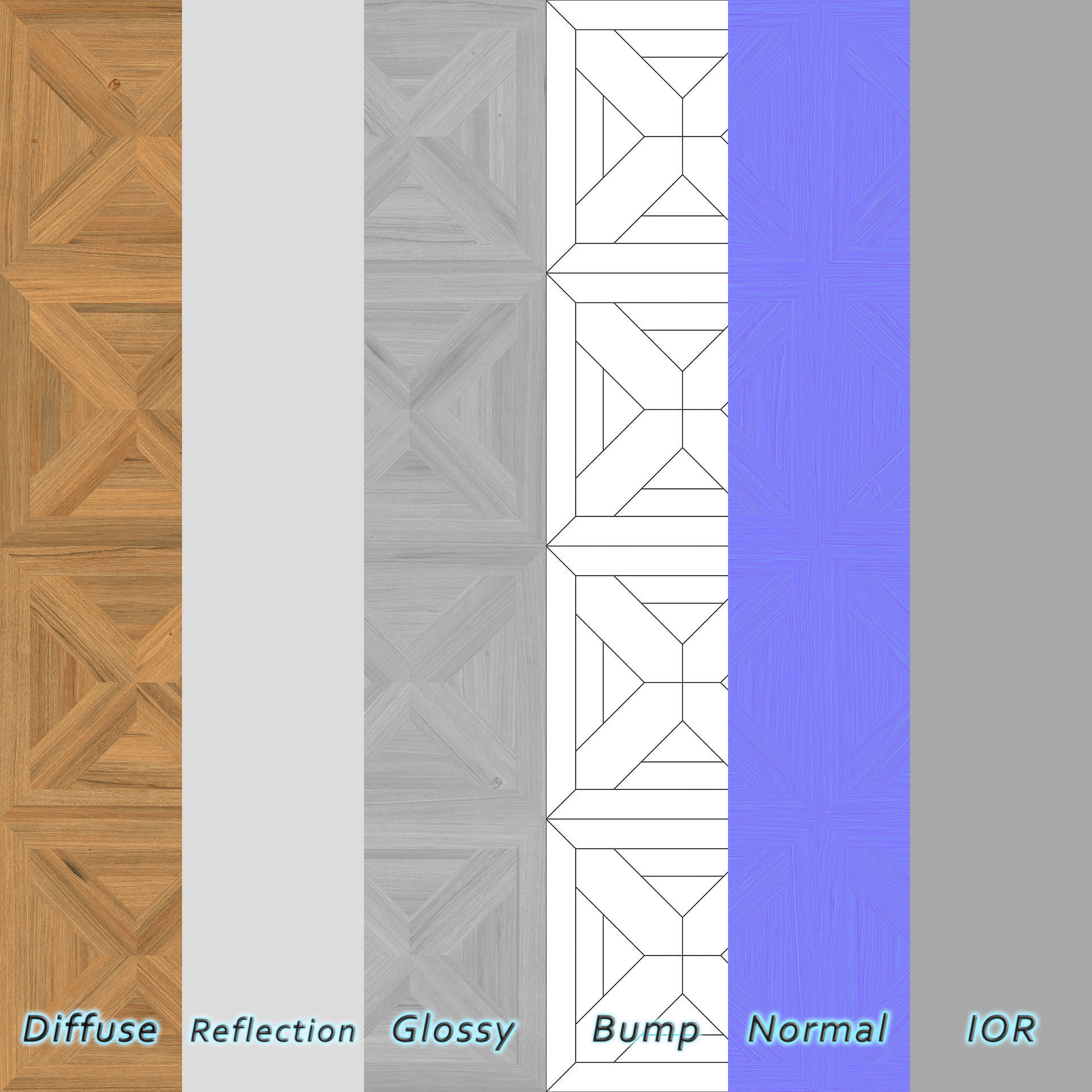 Parquet - Laminate - Wooden floor 4 in 1 3D model_7