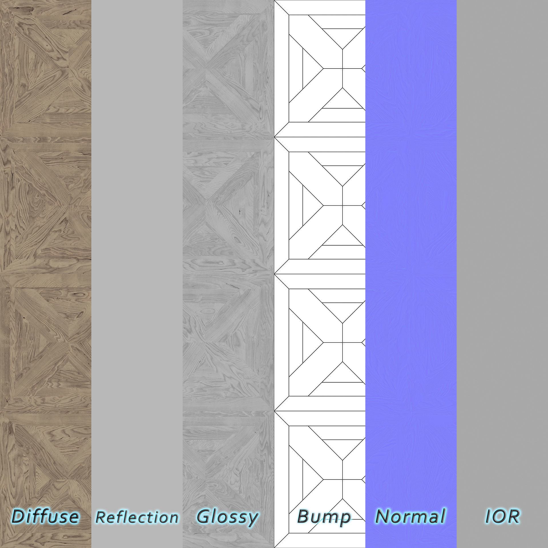 Parquet - Laminate - Wooden floor 4 in 1 3D model_8