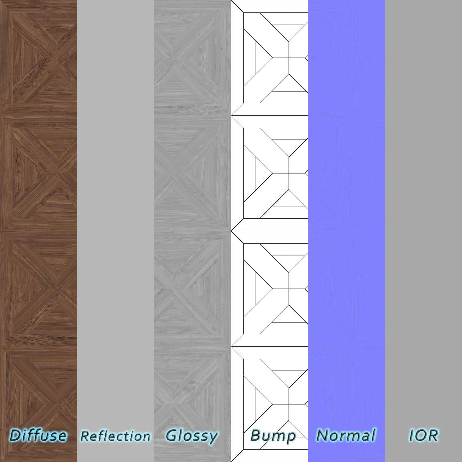 Parquet - Laminate - Wooden floor 4 in 1 3D model_5