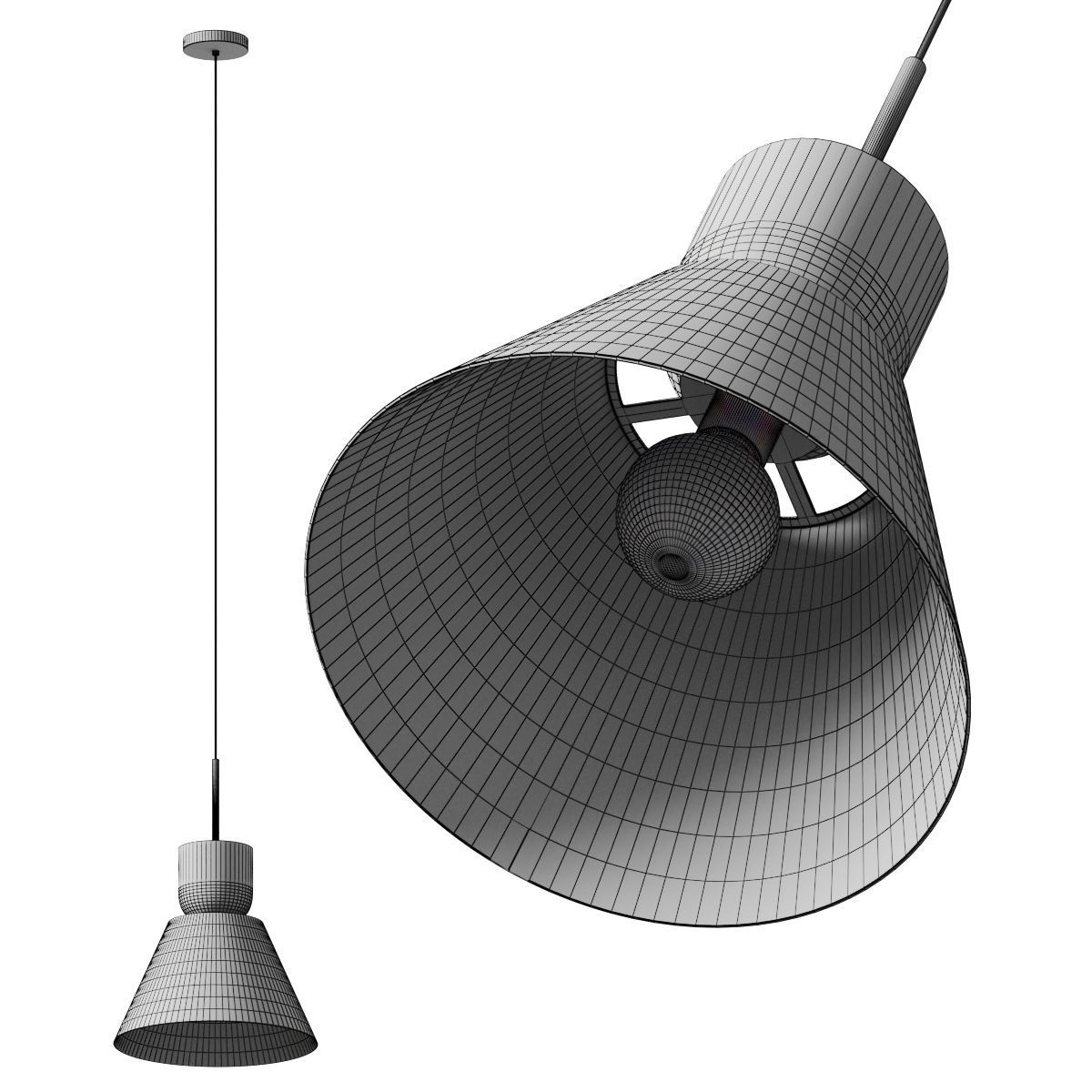Sculptural Tapered Metal Pendant - West Elm 3D model_1