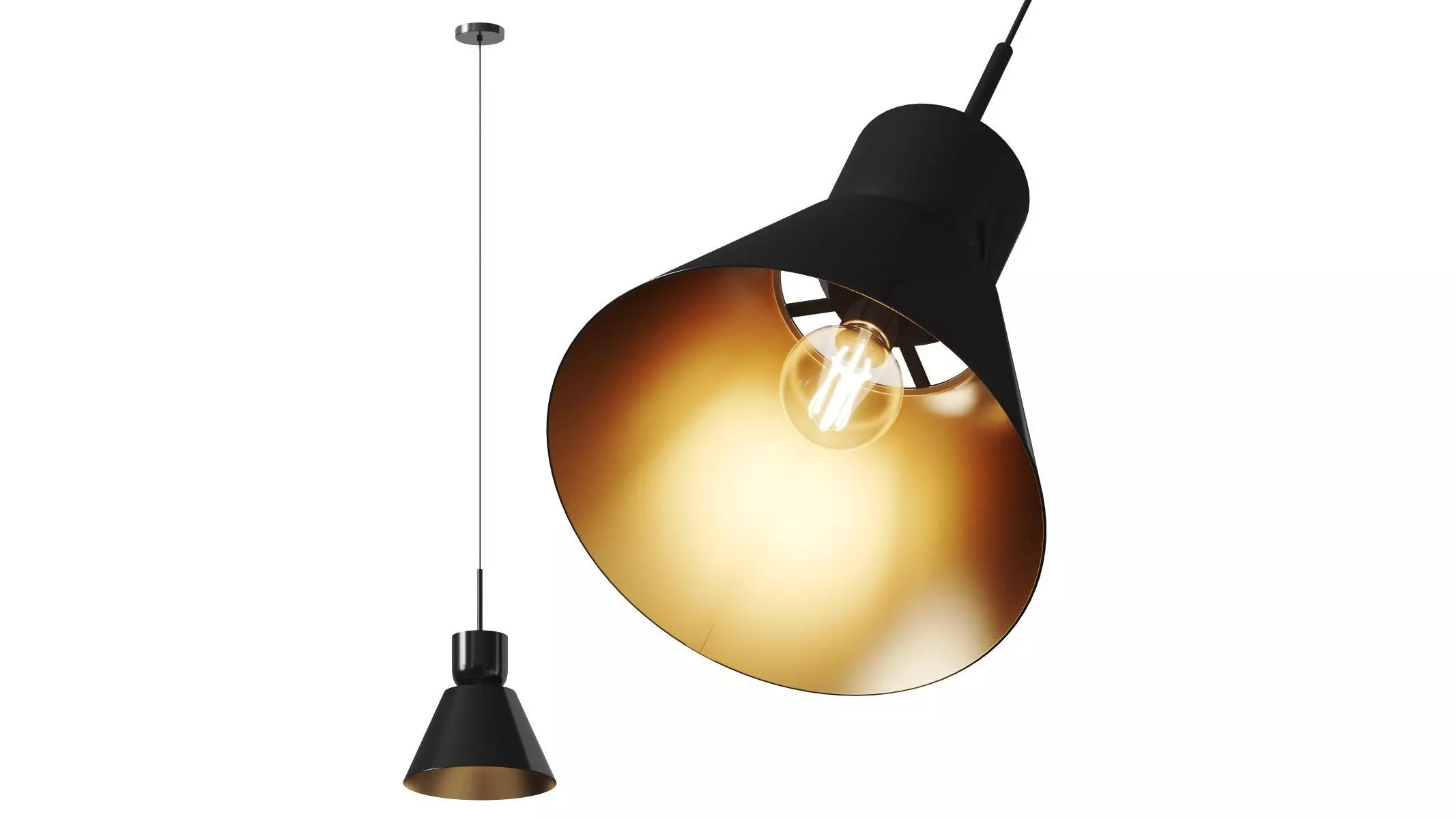 Sculptural Tapered Metal Pendant - West Elm 3D model_0