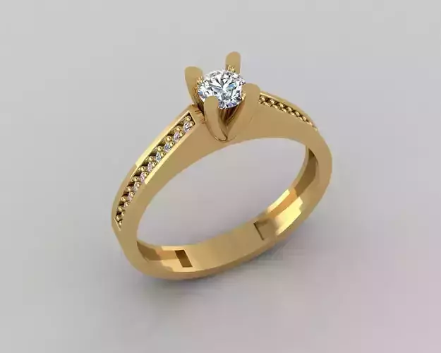 Rings 3D engagement ring gold 3D print model