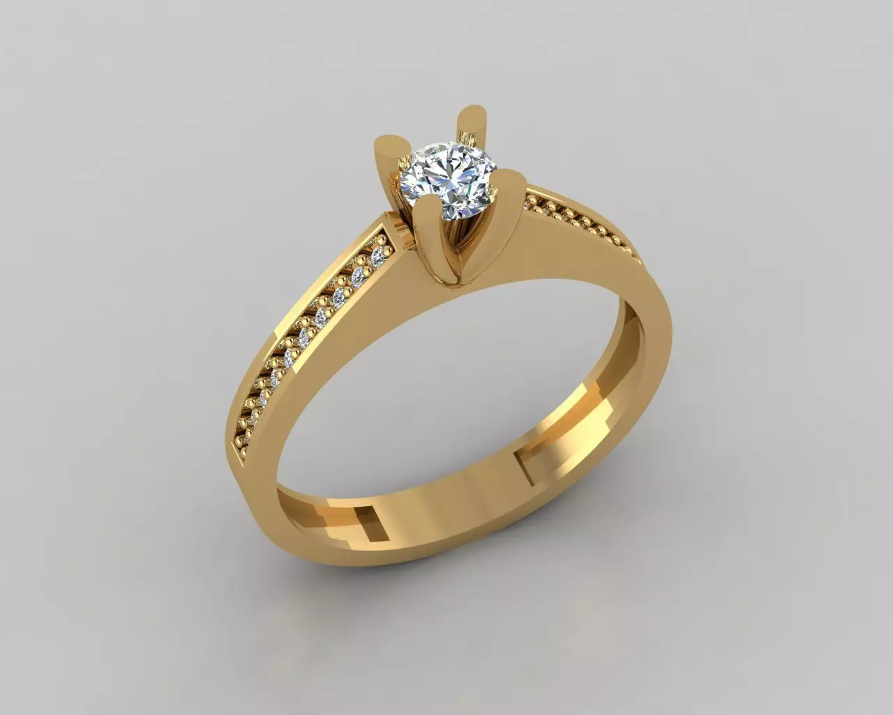 Rings 3D engagement ring gold 3D print model_0