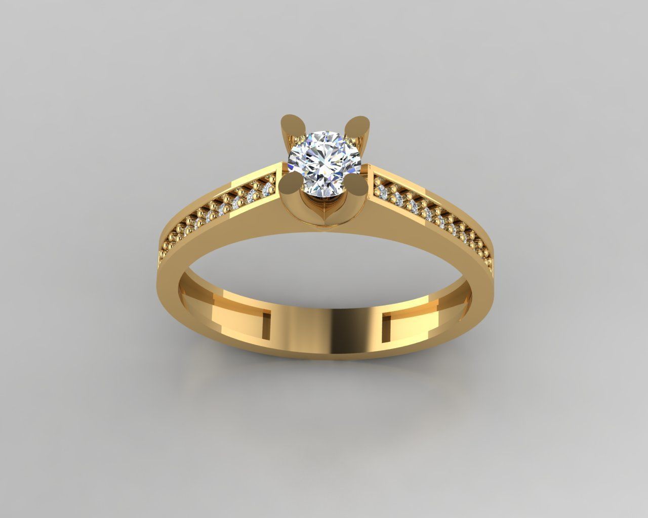 Rings 3D engagement ring gold 3D print model_2