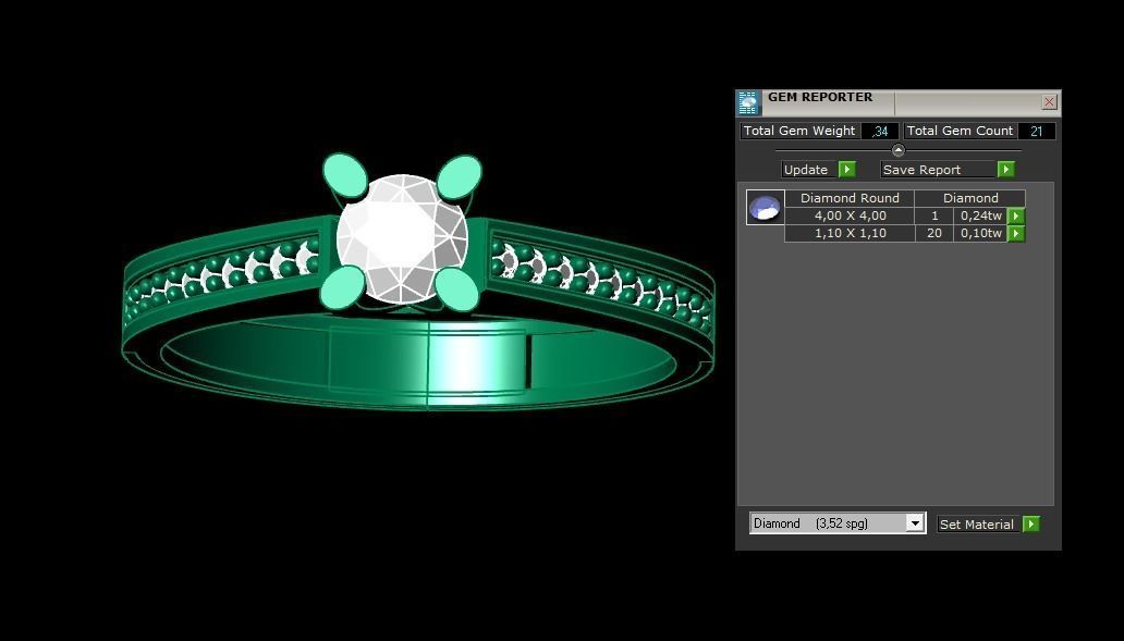 Rings 3D engagement ring gold 3D print model_3