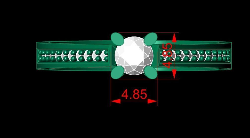 Rings 3D engagement ring gold 3D print model_4