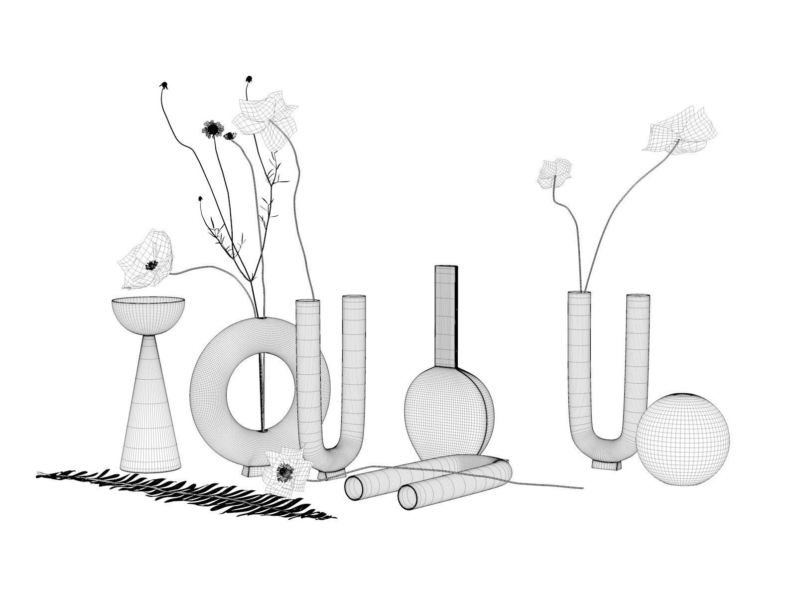 Terracotta Vases with Flowers 3D model_3