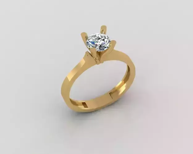 Rings 3D solitaire engagement ring gold