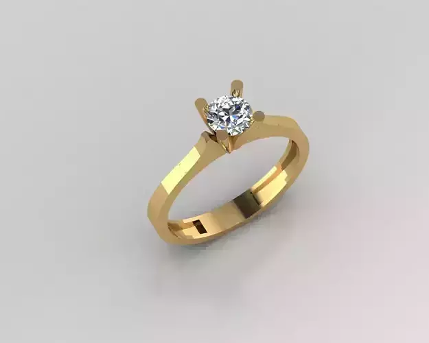Rings 3D gold engagement ring with solitaire diamond