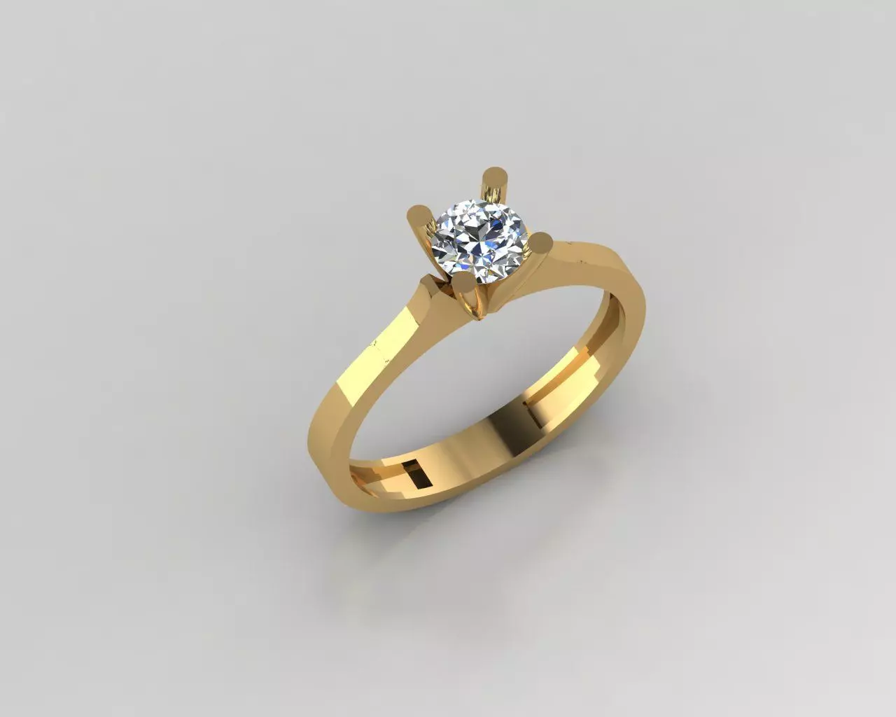 Rings 3D gold engagement ring with solitaire diamond 3D print model_0