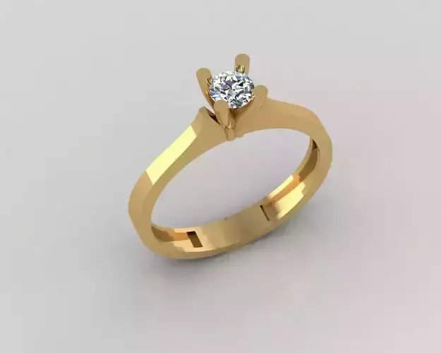 Rings 3D gold engagement ring with diamond