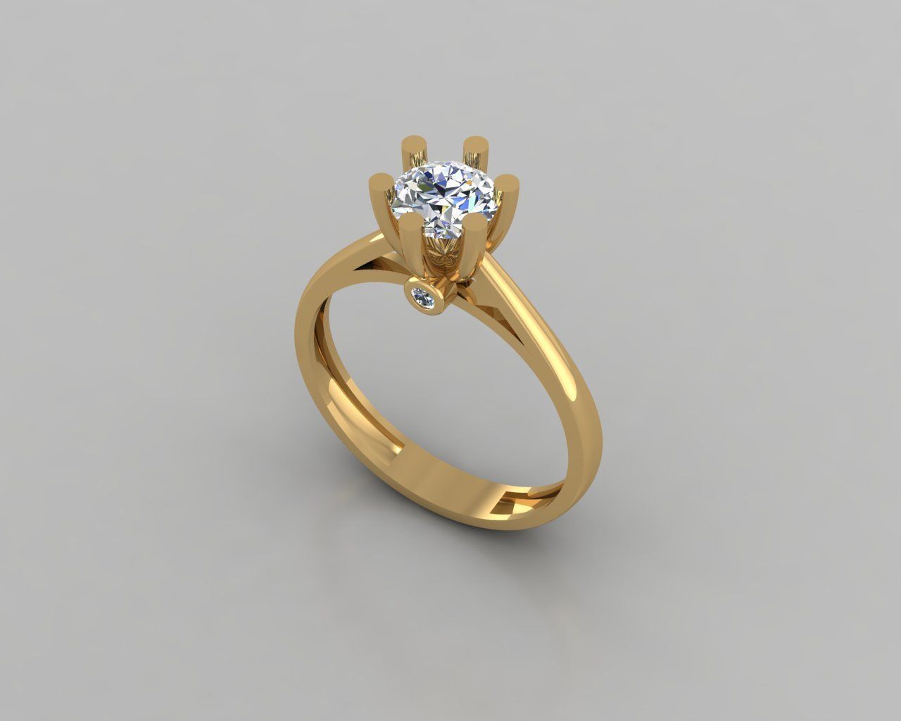 Rings 3D engagement ring gold 3D print model_1
