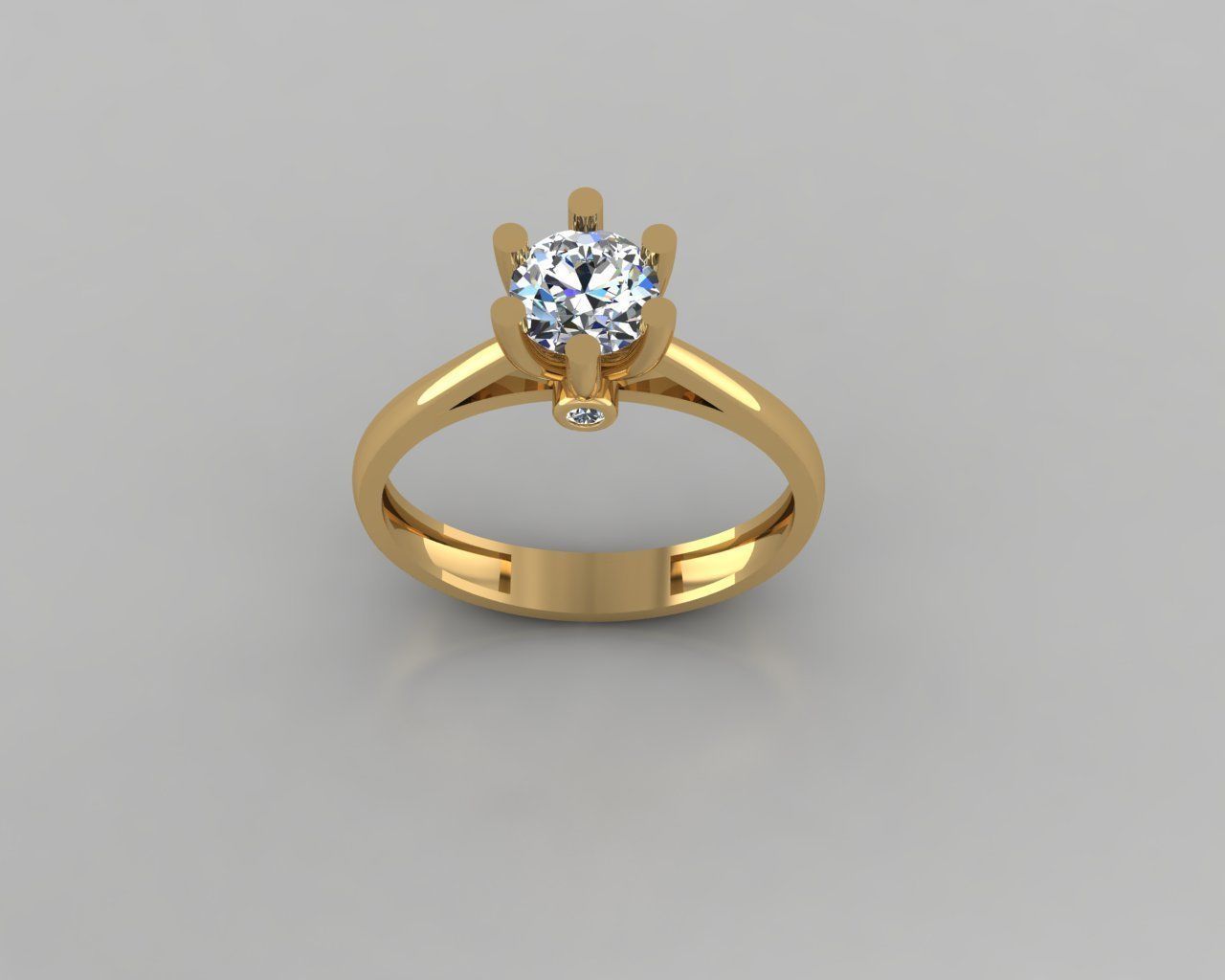 Rings 3D engagement ring gold 3D print model_2